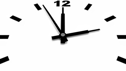 Minimalist analog clock showing time at 1207 with clear black markers and shadow