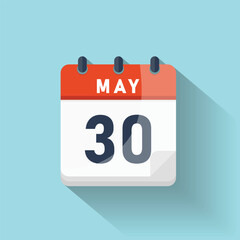 May thirty calendar day icon flat design date reminder schedule event isolated