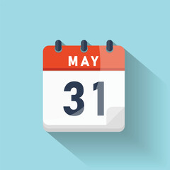 May thirty first calendar day icon flat design date reminder schedule event isolated