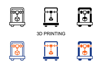 3D Printing Icon Multi Style Vector Illustration