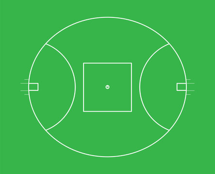 Circular Australian Rules Football field diagram perfect for game analysis strategy and official sport rule guides