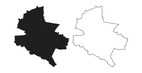 Fototapeta premium Bucharest city map Romania capital geographical territory blank outline vector silhouette isolated shape
