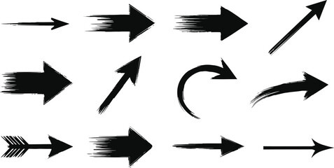 Collection of hand drawn black arrows pointing different directions © AKLIMA