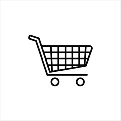 Shopping cart outline icon isolated on white background