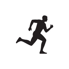 Running man silhouette icon for fitness app and sports activity, minimalist vector symbol
