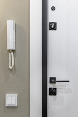 Modern Apartment Entrance Door with Intercom and Light Switch