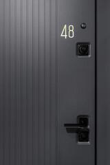 Modern Apartment Metal Door with Number 48 and Black Handle