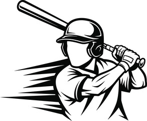 Baseball player Vector Illustration with baseball bat