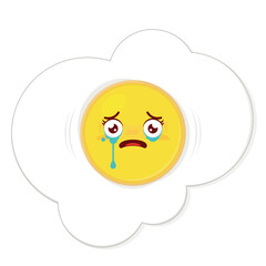 egg fried crying face cartoon cute