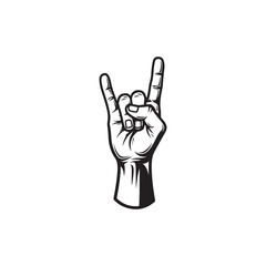 Rock and Roll Hand Sign Vector - Horns Gesture Heavy Metal Music Clipart