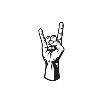 Rock and Roll Hand Sign Vector - Horns Gesture Heavy Metal Music Clipart
