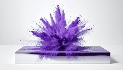 Purple block with powder burst on white.