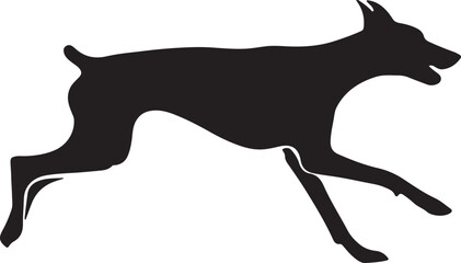 A striking silhouette of a running dog with a distinctive beard and tail © Razuwana