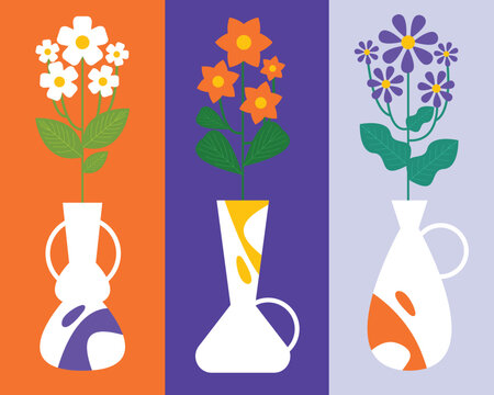 Minimalist Geometric Flower Flat Illustration in a Vase
