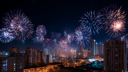 Fototapeta premium Ai fireworks over the city