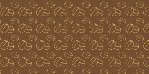 Seamless Pattern of Coffee Beans on a Brown Background - Ideal for Cafes, Menus, and Packaging