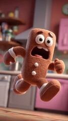 Funny Cartoon Character Running Away with a Surprised Expression