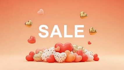 A colorful collection of hearts for a special valentine's day sale advertisement