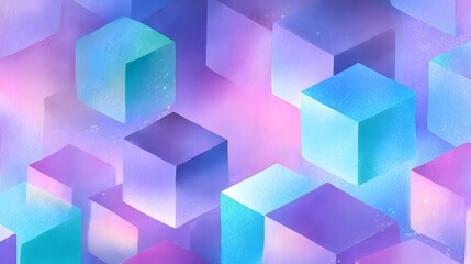 Futuristic digital art showcases glowing neon cubes in a vibrant abstract design