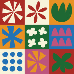 Abstract geometric colorful cut out tiles