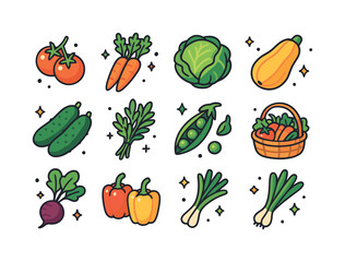 Fototapeta premium Garden Harvest Icons. Garden harvest. Colorful isometric vector