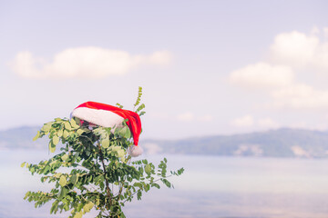 Christmas toys on the beach of tropical resort on the beach. Concept could be used for New Year and Christmas Cards at Phuket Thailand