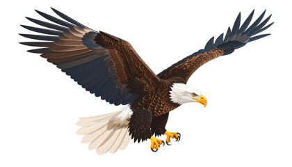 Fototapeta premium a flying eagle isolated on transparent background.