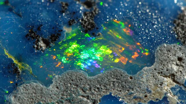 Macro of Opal Stone Showing Iridescent Colours