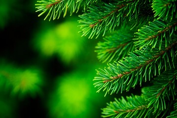 Beautiful green Christmas pine twig showcasing nature's vibrant hues during the festive season
