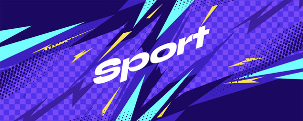 Abstract and Dynamic Sport Background with Dynamic Grunge Elements and Halftone Pattern. Poster or Banner Template Design for Sports Events or Video Games Promotion