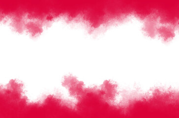 Red watercolor cloud border background with soft textured paint effect, abstract artistic frame design ideal for posters, invitations, digital graphics, and creative projects.