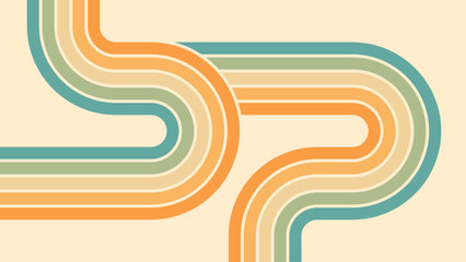 Abstract background of rainbow groovy Wavy Line design in 1970s Hippie Retro style. Vector pattern ready to use for cloth, textile, wrap and other.