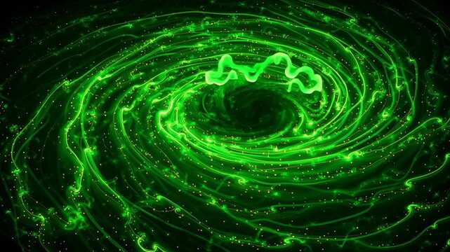 Abstract green smoke swirling across background concept. Abstract swirling green patterns evoke a mystical experience.