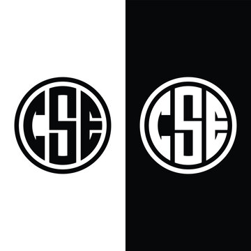 CSE Initial Letter Circle Monogram Logo Stock Vector.