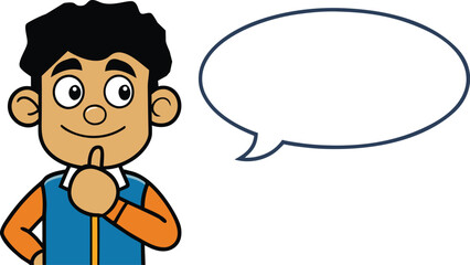Fototapeta premium Thinking man with speech bubble cartoon vector illustration