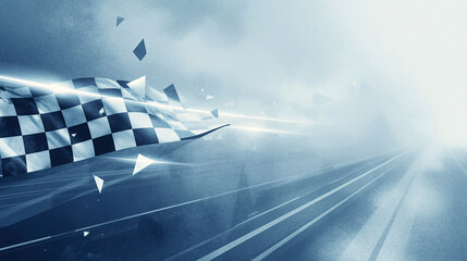 Blue-Silver Futuristic Racing Banner &ndash; Clean Grunge Motorsport Design