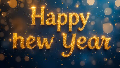 happy new year background. Glittering  Happy New Year Greeting with Sparkling Golden Letters