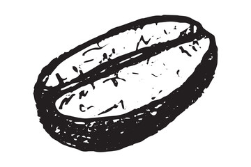 Hand drawn fresh roasted coffee bean Arabica robusta seed doodle Single element for print, web, design, decor