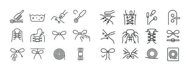 Obraz premium Guide to knots and stitching techniques: icons and symbols for c