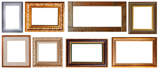 frame picture isolated on white background gold antique set