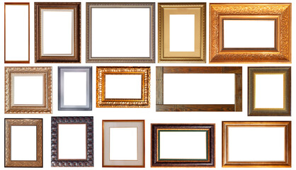 frame picture isolated on white background gold antique set