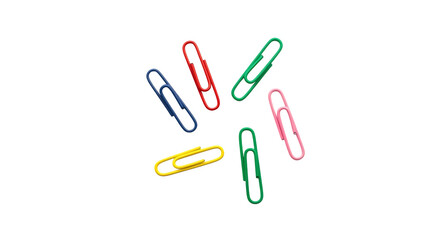 Neon paper clips isolated on transparent background