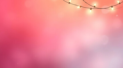 Abstract Pink Background with String Lights And Template for text