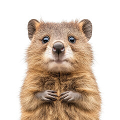 Fototapeta premium Close-up Portrait of a Quokka, Showcasing Its Adorable Facial Features and Habits in a Studio Setting, png, isolated on transparent background 