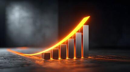 Bar chart showing business growth and financial success
