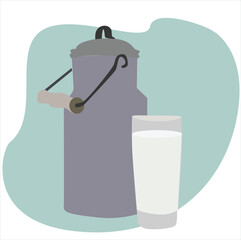 milk jug and glass filled with milk

