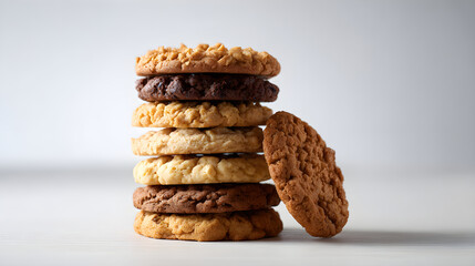Stack of assorted cookies offering sweet indulgence
