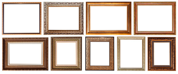 set of paintings frames isolated on white background