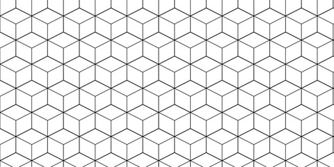 Naklejka premium Abstract black square line hexagons seamless hexagon polygonal pattern background. vector seamless creative pattern bright white abstract honeycomb background. 