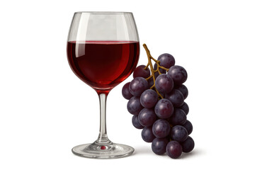 Fototapeta premium Wine glass with grapes on transparent background, elegant still life.